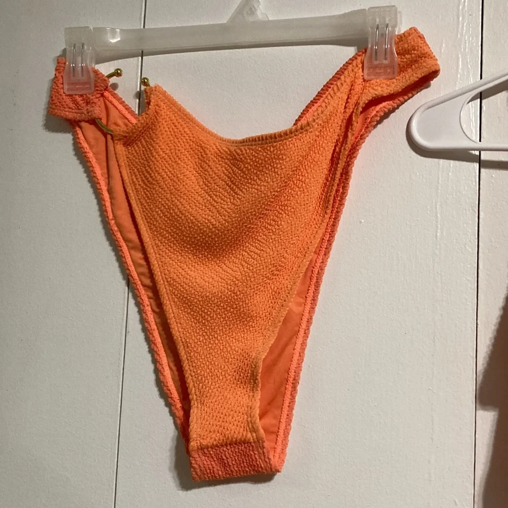 NASTY GAL Crinkle Sexy Cut Ring One Shoulder Bikini Orange Women Size 12